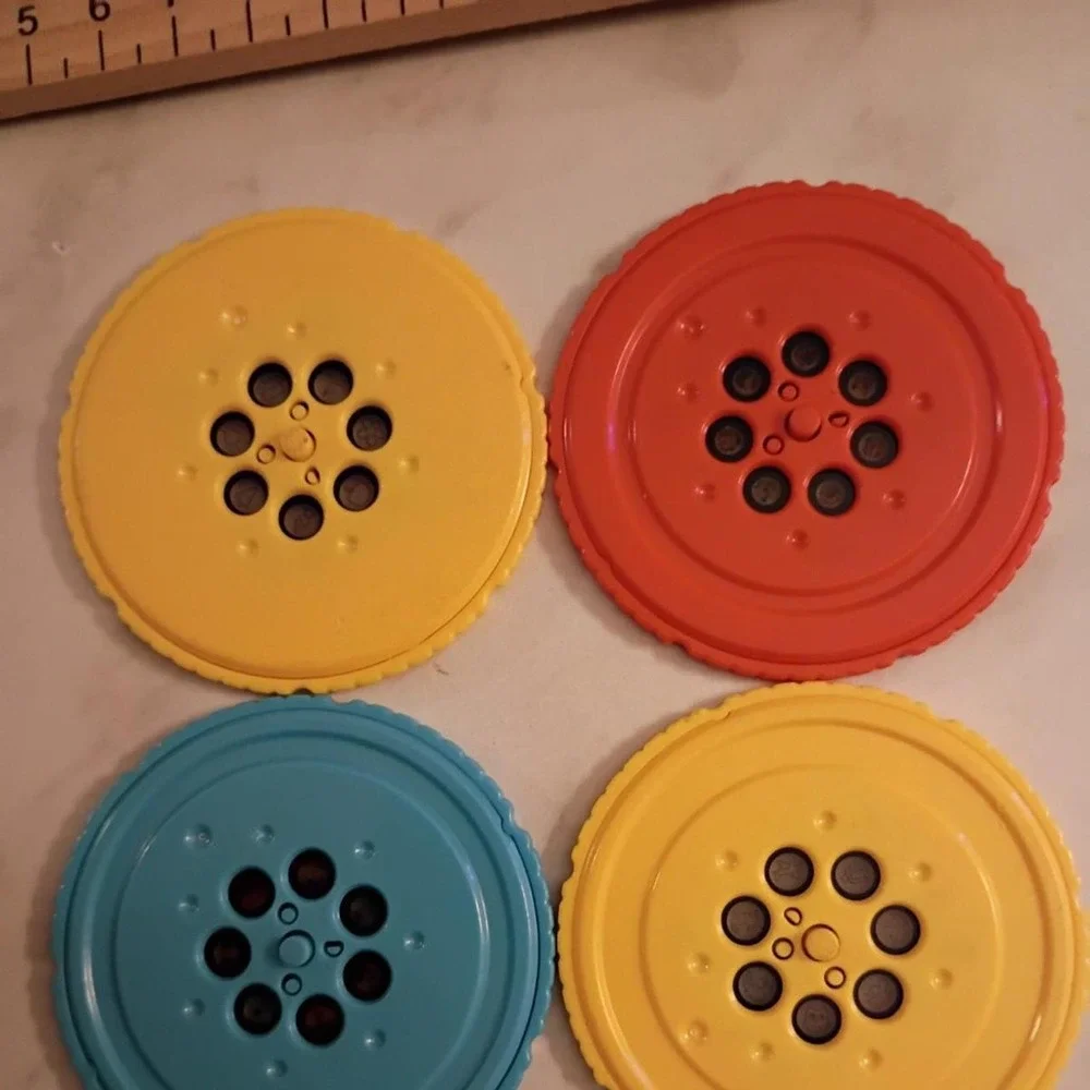 Vintage Fisher Price See N Say Replacement Voice Discs Lot of 4 Yellow Blue Red